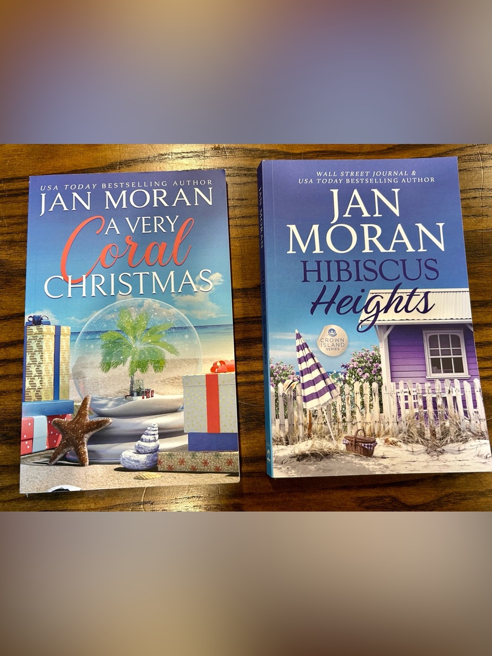 Jan Moran Paperback Book Set - A Very Coral Christmas and Hibiscus Heights